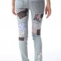 Rare Cheap Monday Floral Striped Polka Dot Patchwork Light Wash Skinny Jeans 24