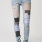 Rare Cheap Monday Floral Striped Polka Dot Patchwork Light Wash Skinny Jeans 24