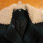 BDG Teal Plaid Sherpa Collar Double Breasted Wool Jacket S