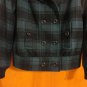 BDG Teal Plaid Sherpa Collar Double Breasted Wool Jacket S