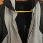 Francis Leon Contrast Black Leather Gray Wool Owens Ann Hooded Bomber Jacket S