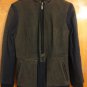 Francis Leon Contrast Brown Pebble Leather Navy Fleece Hooded Jacket 4 6 S