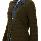 American Vintage Boyfriend Chunky Textured Knit Wool Brown Sweater Cardigan S
