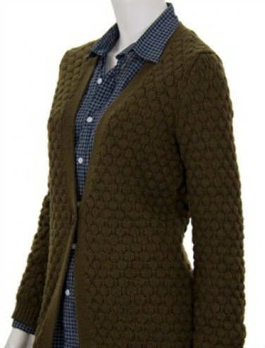 American Vintage Boyfriend Chunky Textured Knit Wool Brown Sweater Cardigan S