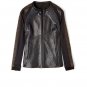 Francis Leon Contrast Pebbled Black Leather Suede Owens Ann Moto Biker Jacket S