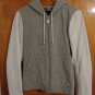 Aqua $178 Colorblock White Leather Heather Gray Fleece Hooded Jacket M