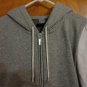Aqua $178 Colorblock White Leather Heather Gray Fleece Hooded Jacket M