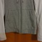 Aqua $178 Colorblock White Leather Heather Gray Fleece Hooded Jacket M