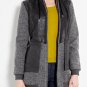 Francis Leon Contrast Black Leather Gray Wool Owens Ann Hooded Coat S