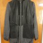 Francis Leon Contrast Black Leather Gray Wool Owens Ann Hooded Coat S