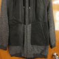 Francis Leon Contrast Black Leather Gray Wool Owens Ann Hooded Coat S