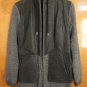 Francis Leon Contrast Black Leather Gray Wool Owens Ann Hooded Coat S