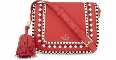 Kate Spade Jasper Crown Street Prickly Pear Red Pebbled Leather Crossbody Bag