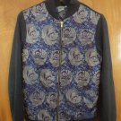 ASOS Summer Spring Oriental Rose Jacquard Blue Gray Slim Bomber Jacket 4