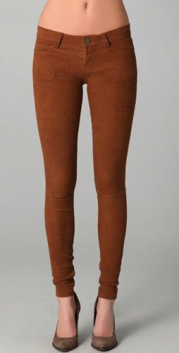 NWT $885 Sz. 28 CURRENT ELLIOTT Skinny Ankle Suede Leather Pants Jeans Brown