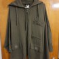 Nanette Lepore Silk Olive Oversized Collar Military Zip Poncho Cape Jacket S