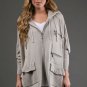 Nanette Lepore Silk Olive Oversized Collar Military Zip Poncho Cape Jacket S