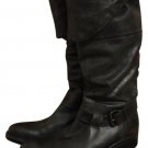 Moma Italy Fold Over Black Leather Buckled Strap Equestrian Riding Boots 8.5 9