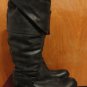 Moma Italy Fold Over Black Leather Buckled Strap Equestrian Riding Boots 8.5 9