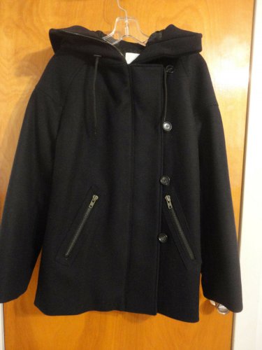 Surface to Air Cocoon Oversized Navy Blue Wool Cashmere Hooded Coat 38 M APC
