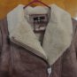 Missguided Distressed Mauve Pink Faux Fur Leather Aviator Biker Moto Jacket 4