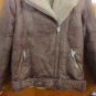 Missguided Distressed Mauve Pink Faux Fur Leather Aviator Biker Moto Jacket 4