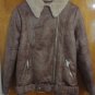 Missguided Distressed Mauve Pink Faux Fur Leather Aviator Biker Moto Jacket 4