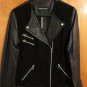 Warehouse $350 Asymmetrical Contrast Black Suede Leather Belted Aviator Jacket S