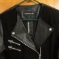 Warehouse $350 Asymmetrical Contrast Black Suede Leather Belted Aviator Jacket S