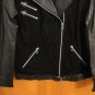 Warehouse $350 Asymmetrical Contrast Black Suede Leather Belted Aviator Jacket S