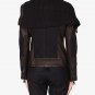 Viktor & Rolf $2785 Owen Black Brown Knit Aviator Moto Biker Leather Jacket 2