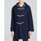 Weekend Max Mara $875 Vicolo Toggle Hooded Navy Striped Double Face Wool Coat