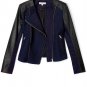 Paul & Joe Sister Black Leather Sleeve Navy Tweed Moto Jacket 6
