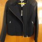 Paul & Joe Sister Black Leather Sleeve Navy Tweed Moto Jacket 6