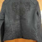 Rare Ed Hardy Tiger Tattoo Quilted Studded Blue Leather Slim Biker Moto Jacket S