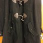 Topshop Curly Shearling Black Wool Duffle Toggle Hooded Swing Coat US 6 UK 10