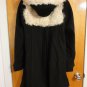Topshop Curly Shearling Black Wool Duffle Toggle Hooded Swing Coat US 6 UK 10
