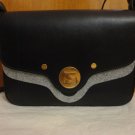 Coccinelle Clessidra Hourglass Lock Eggplant Box Purple Leather Shoulder Bag