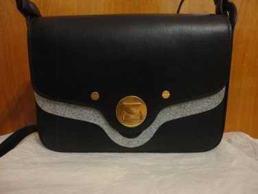 Coccinelle Clessidra Hourglass Lock Eggplant Box Purple Leather Shoulder Bag