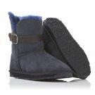 Rare Emu Angel Lo Buckled Strap Indigo Navy Sheepskin Shearling Ankle Boots 8