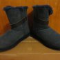 Rare Emu Angel Lo Buckled Strap Indigo Navy Sheepskin Shearling Ankle Boots 8