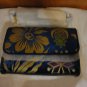 Tory Burch Fleming Cosmic Small Blue Gold Velvet Tassel Convertible Shoulder Bag