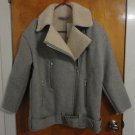 ASOS Gray Wool Faux Shearling Oversize Aviator Moto Jacket 4 6