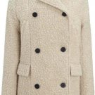 Surface to Air Teddy Nubby Textured Fluffy Fuzzy Wool Beige Cocoon Pea Coat S