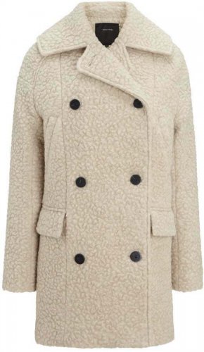 Surface to Air Teddy Nubby Textured Fluffy Fuzzy Wool Beige Cocoon Pea Coat S