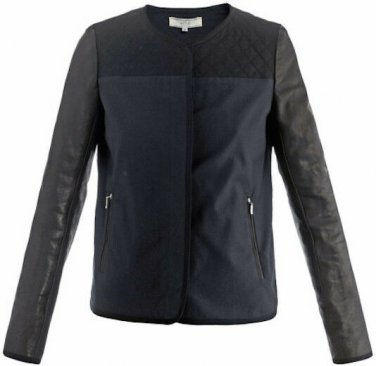 Vanessa Bruno Athe Fall Autumn Black Quilted Leather Minimalist Jacket 6 APC