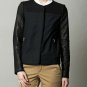 Vanessa Bruno Athe Fall Autumn Black Quilted Leather Minimalist Jacket 6 APC