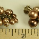 Vintage Dangle Cluster Beads Clip On Earrings, Clip On