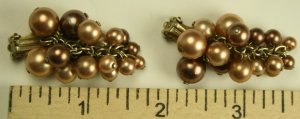 Vintage Dangle Cluster Beads Clip On Earrings, Clip On