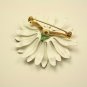 Vintage Enamel Metal Flower Pin Brooch, Black & White